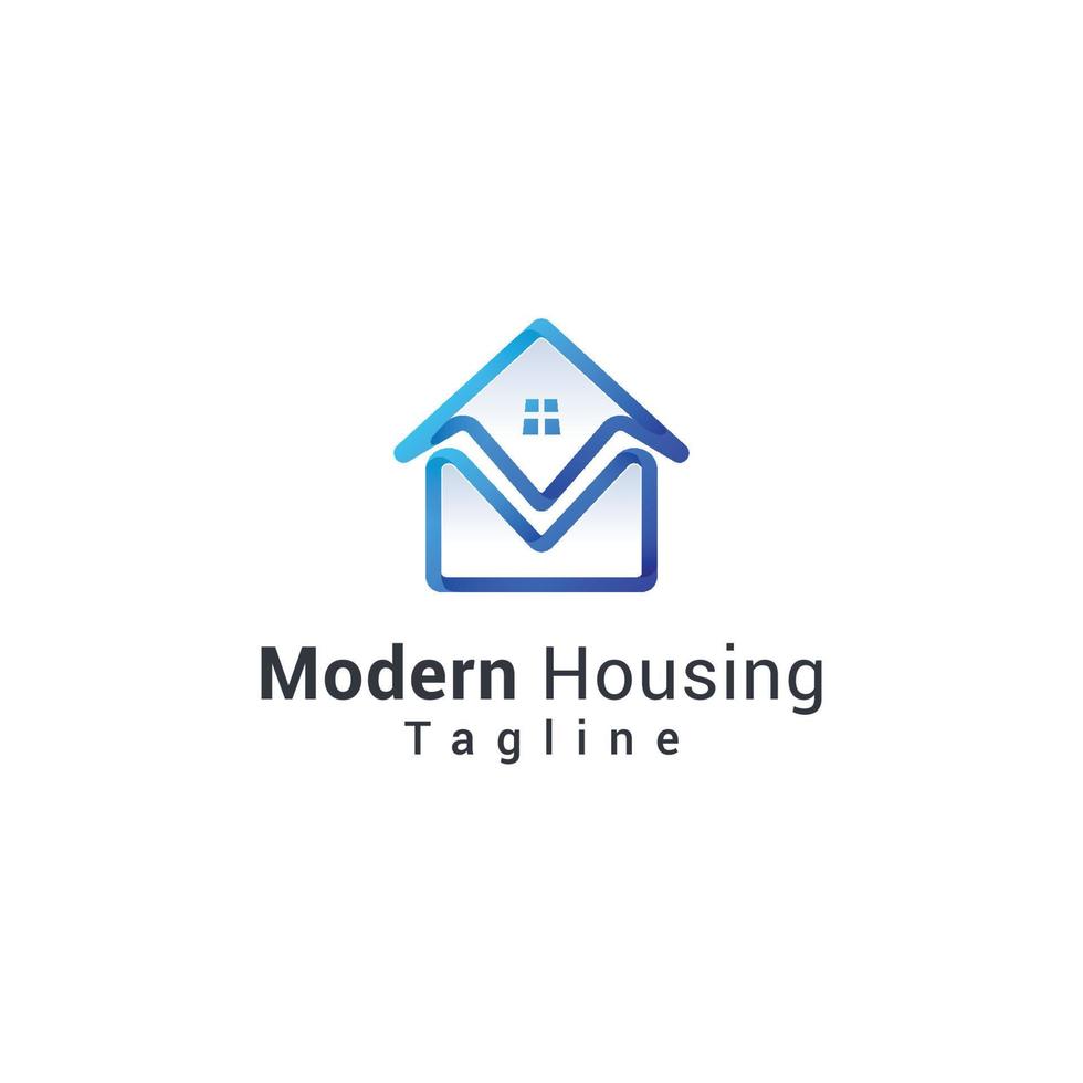 lettre m logo unique de maison moderne créative vecteur