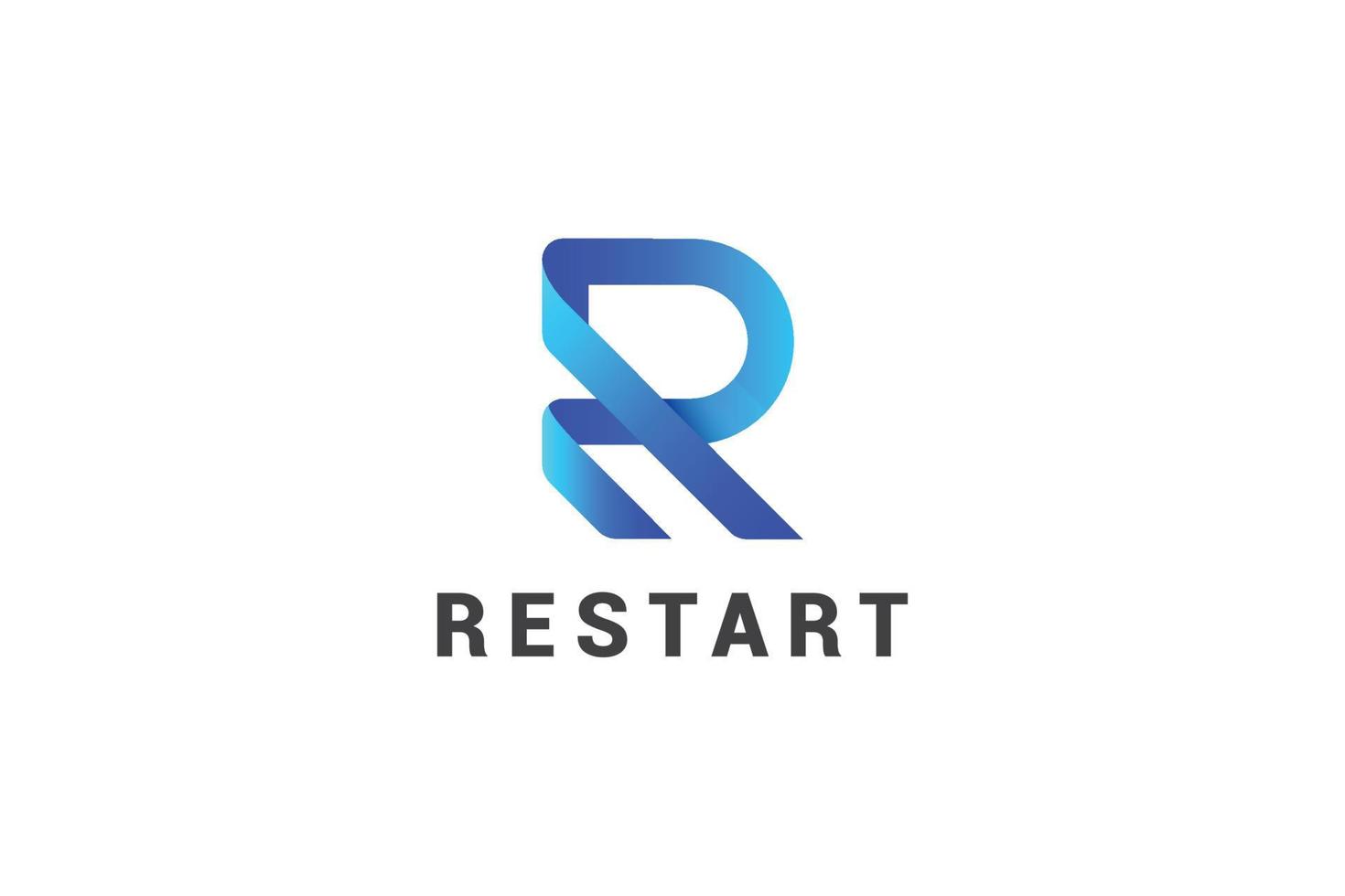 lettre r logo de ruban de couleur bleu réaliste 3d créatif vecteur