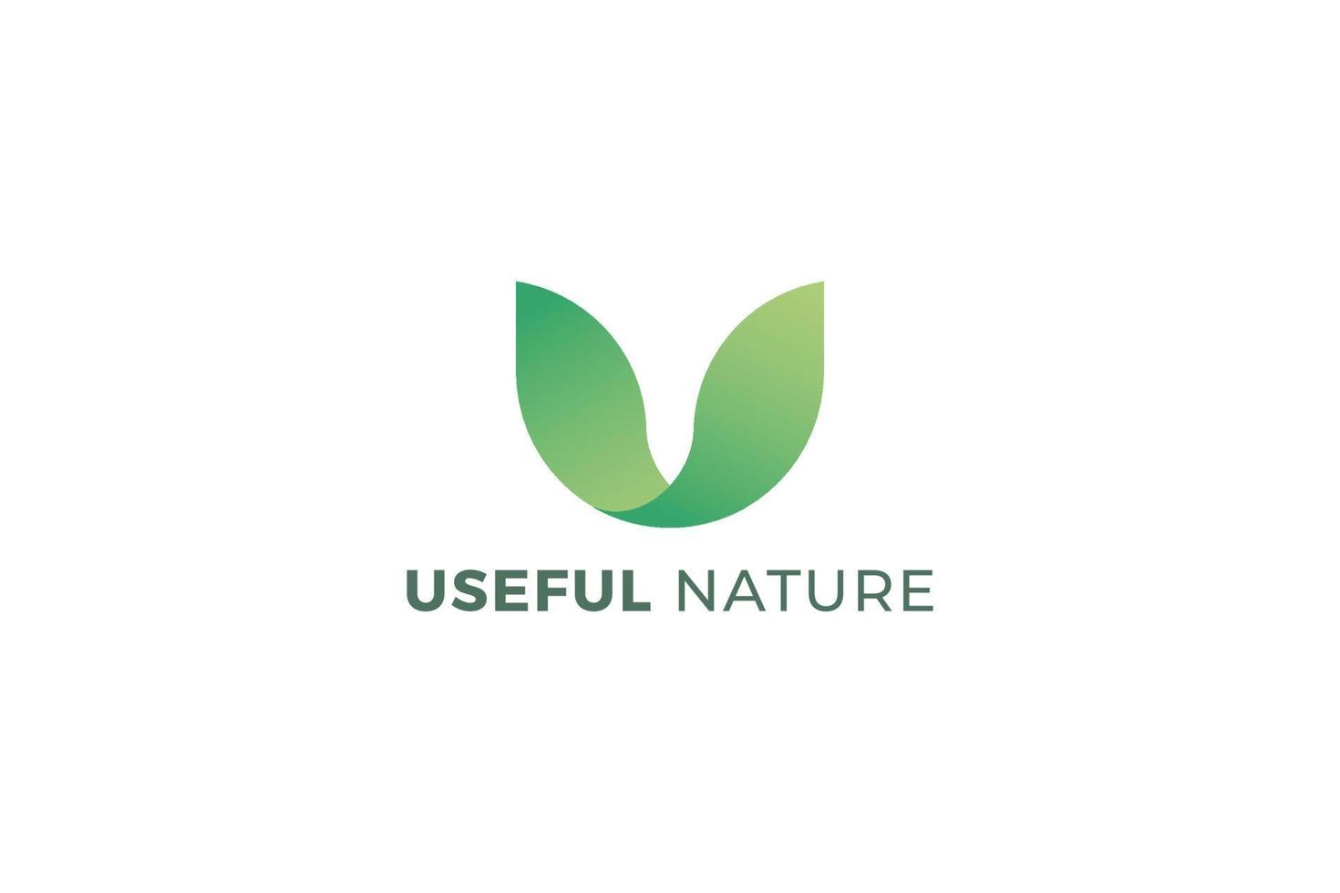 lettre u vert couleur feuille utile nature logo vecteur