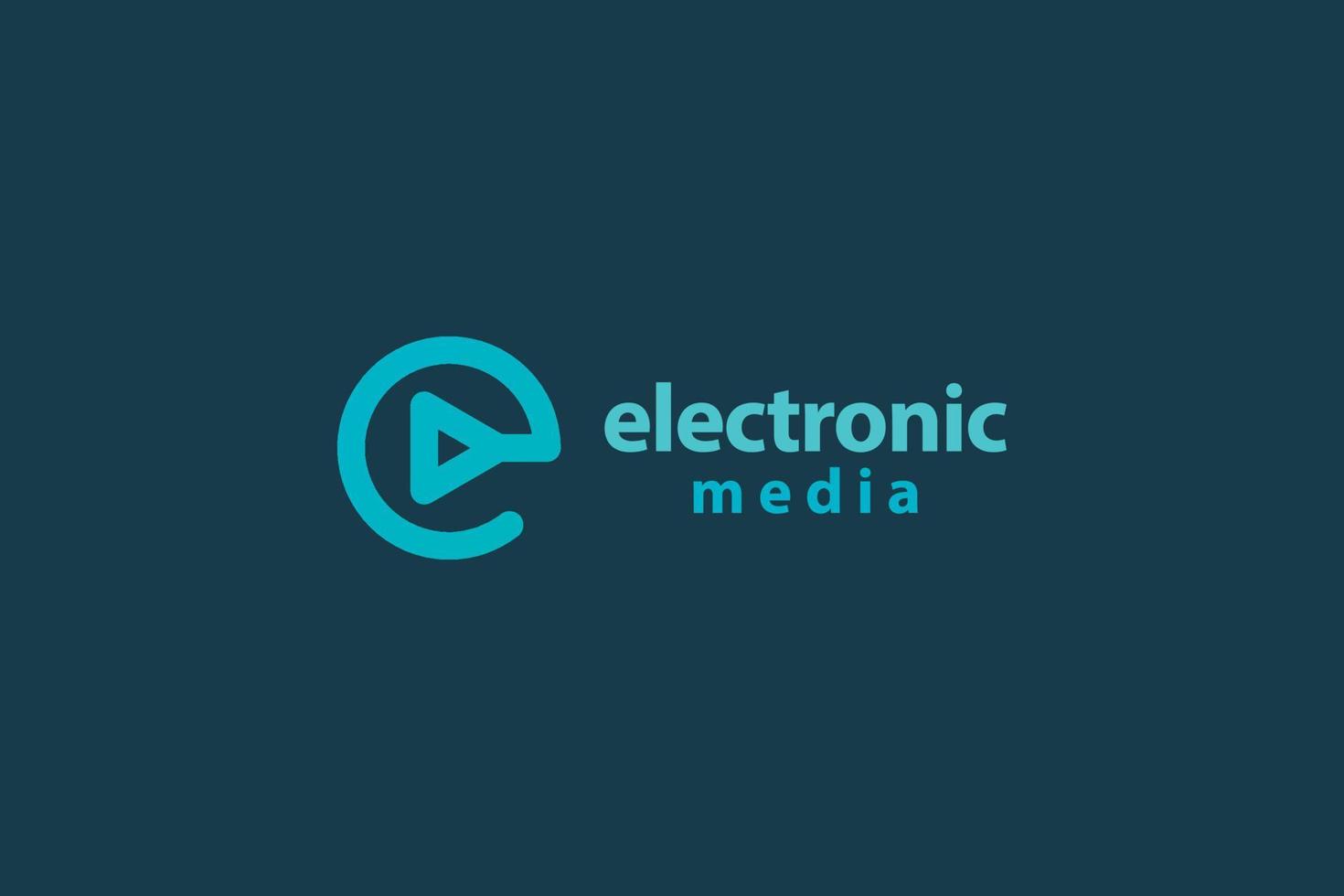 lettre e couleur verte logo d'entreprise plat de médias électroniques simples et minimaux vecteur