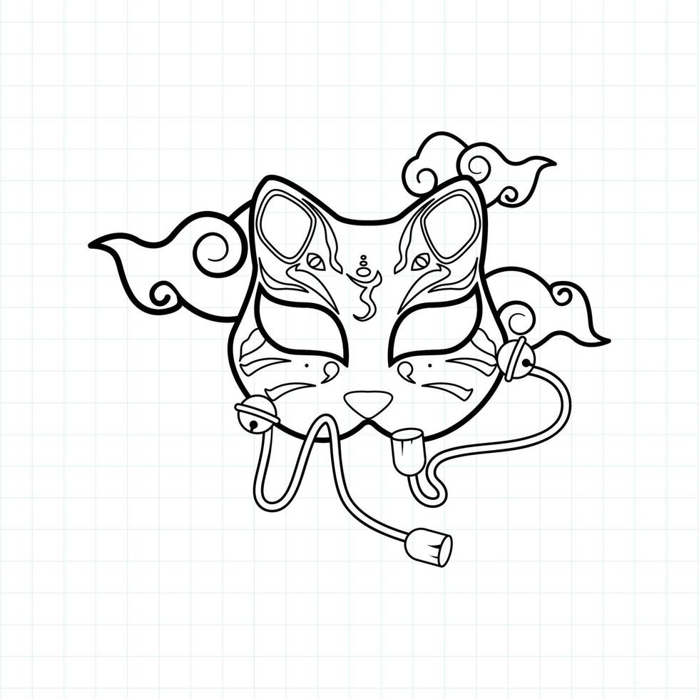 Coloriage masque kitsune japonais, illustration vectorielle eps.10 vecteur