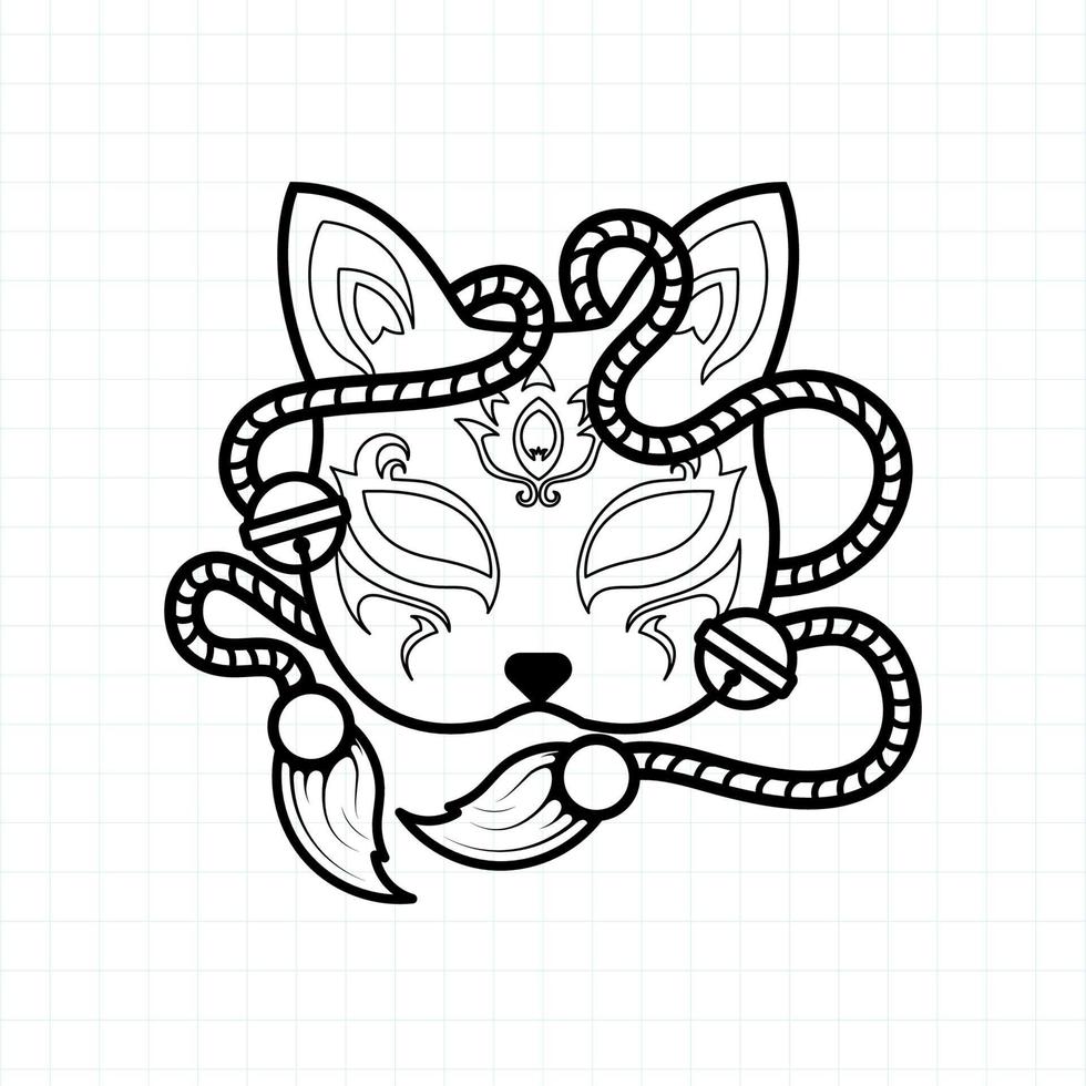 Coloriage masque kitsune japonais, illustration vectorielle eps.10 vecteur