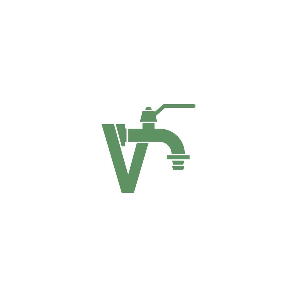 icône de robinet avec vecteur de conception de logo lettre v
