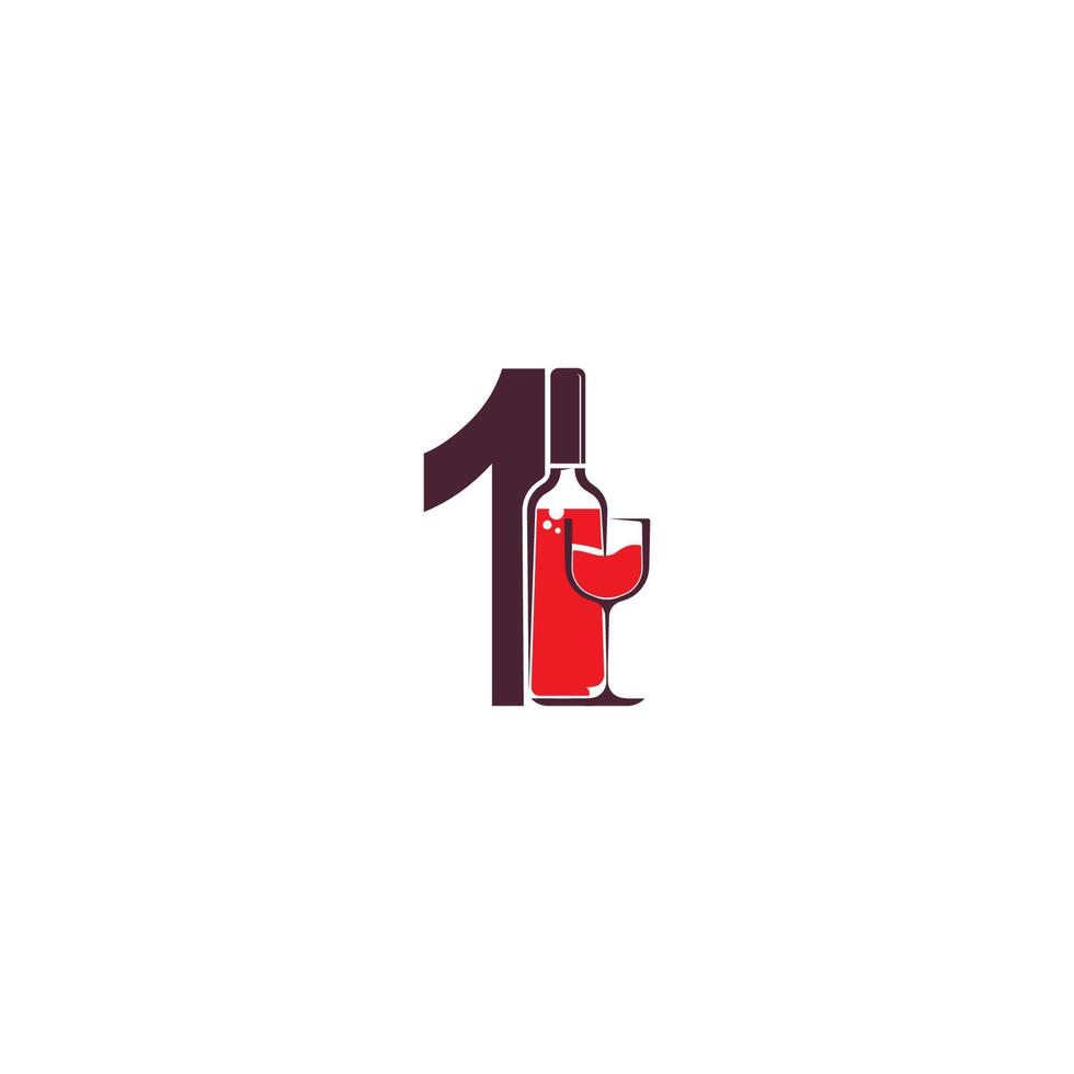 numéro 1 avec vecteur de logo icône bouteille de vin