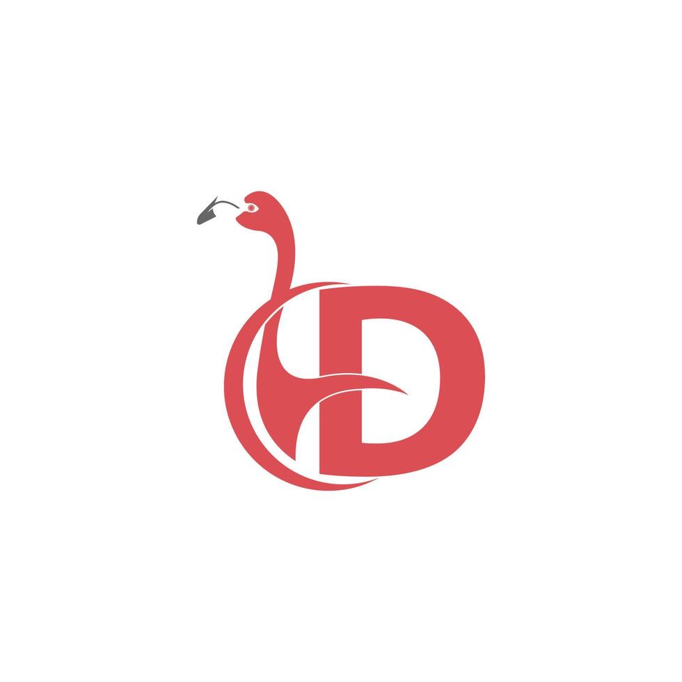 lettre d avec flamingo oiseau icône logo vecteur