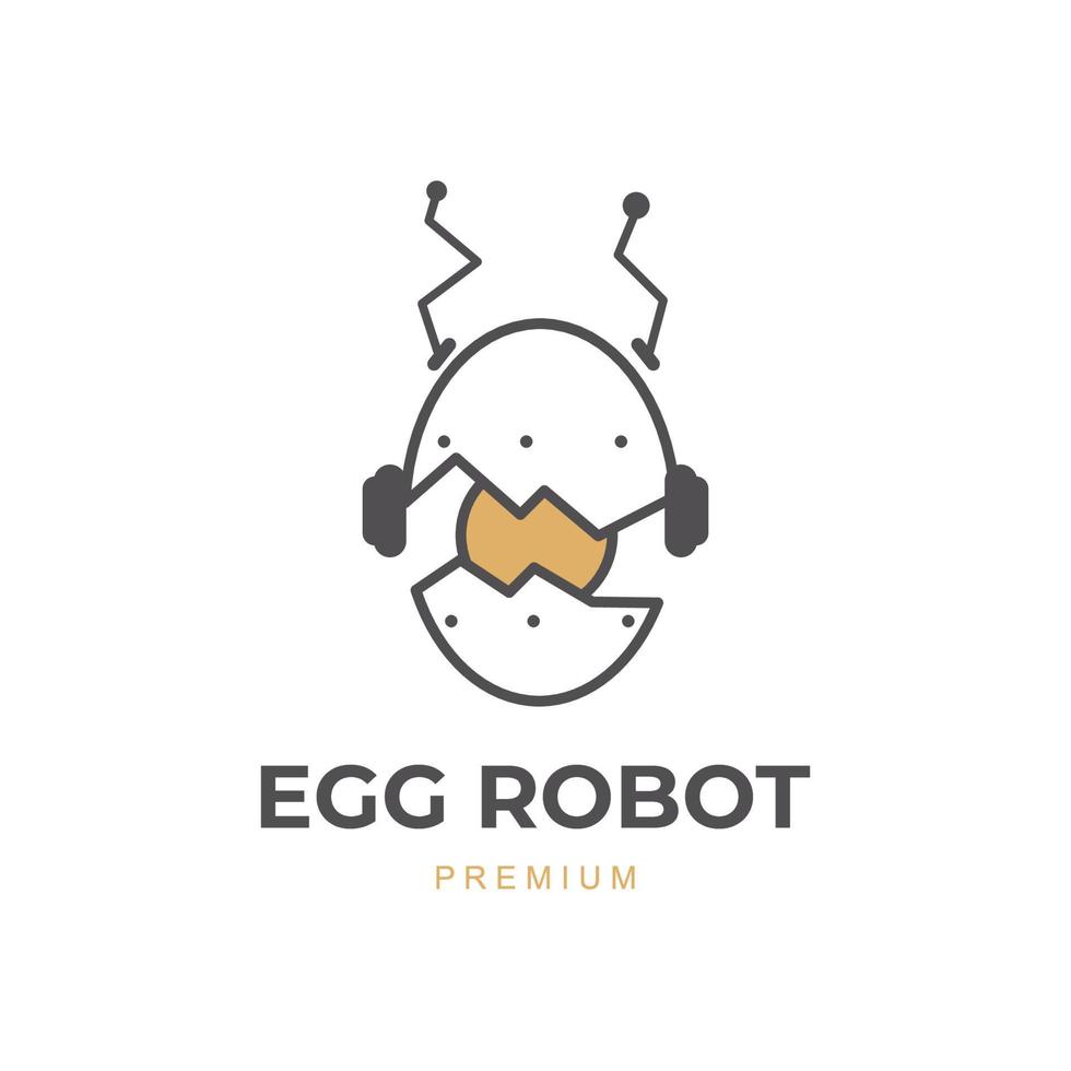 logo illustration évolution robot oeuf vecteur