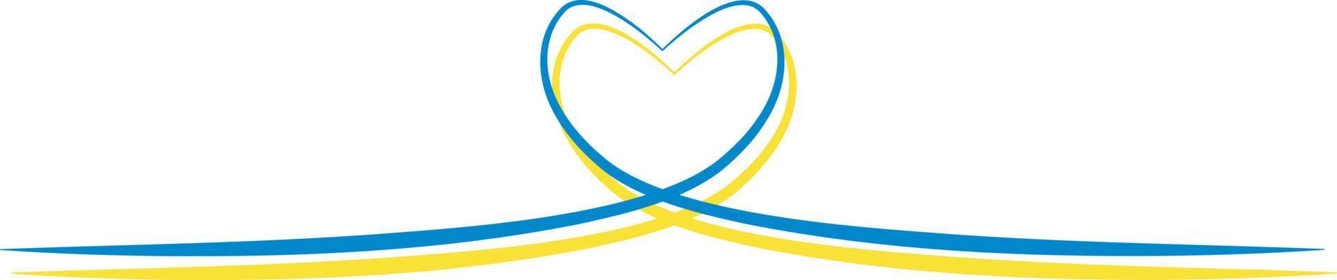 coeur bleu et jaune - couleurs du drapeau ukrainien. fond blanc avec un espace pour le texte. soutien à l'ukraine. arrêter la guerre en ukraine. symbole de soins, d'amour et de charité. priez pour l'Ukraine. arrêter la guerre vecteur