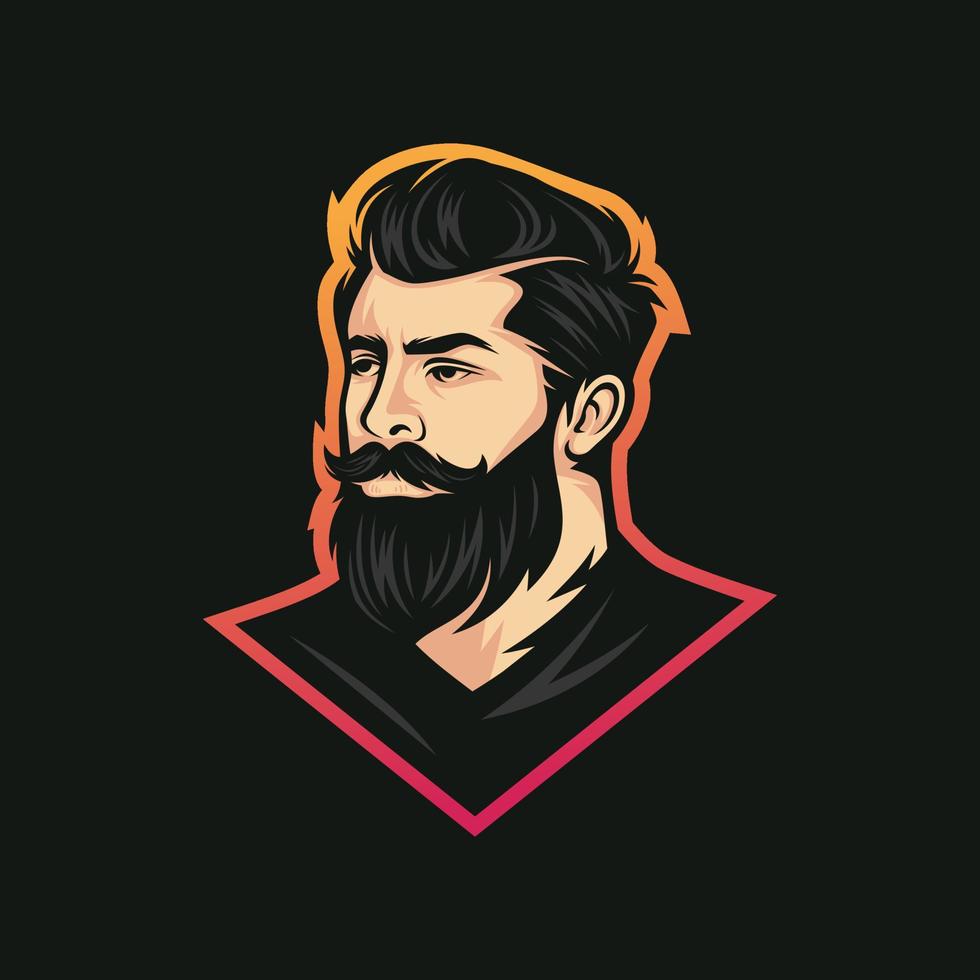 illustration vectorielle de logo de barbe, modèle de logo de salon de coiffure, vecteur d'hommes de coupe de cheveux