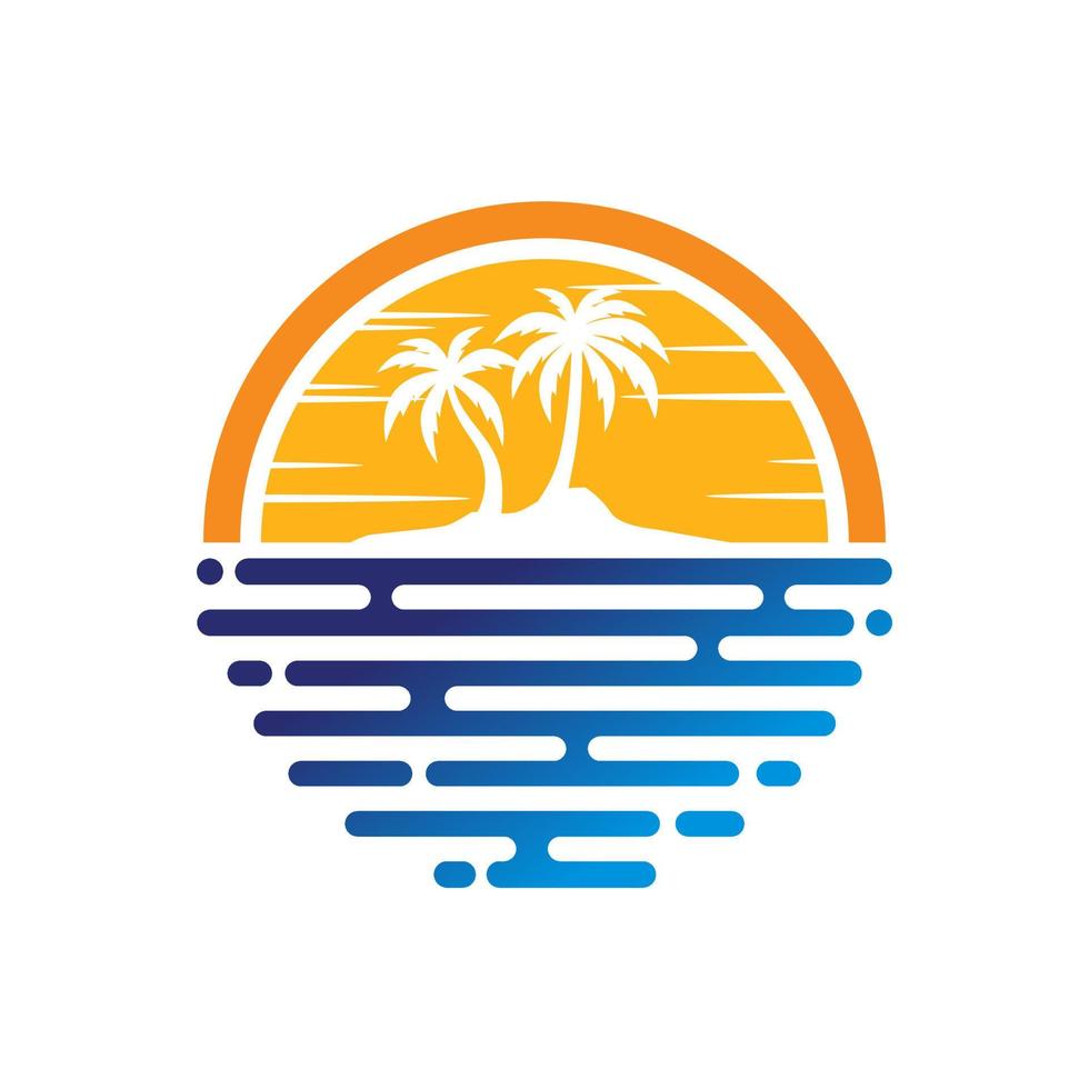 logo de paysage d'île de plage. vecteur de conception de logo de plage. plage logo extérieur été voyage soleil vecteur stock