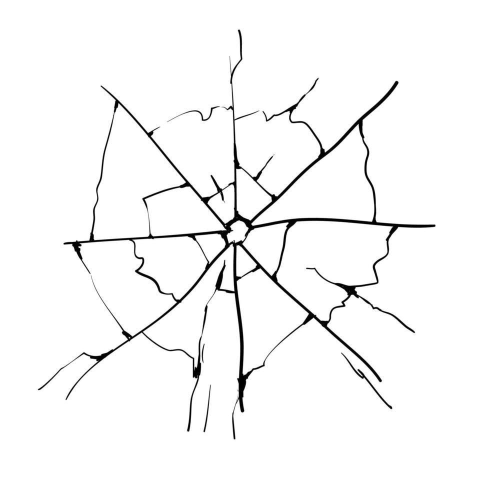 verre fissuré dessiné à la main, mur, oeuf, sol en illustration vectorielle de dessin animé doodle style vecteur