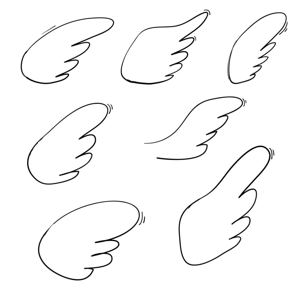 icône d'illustration doodle aile d'ange dessinée à la main vecteur