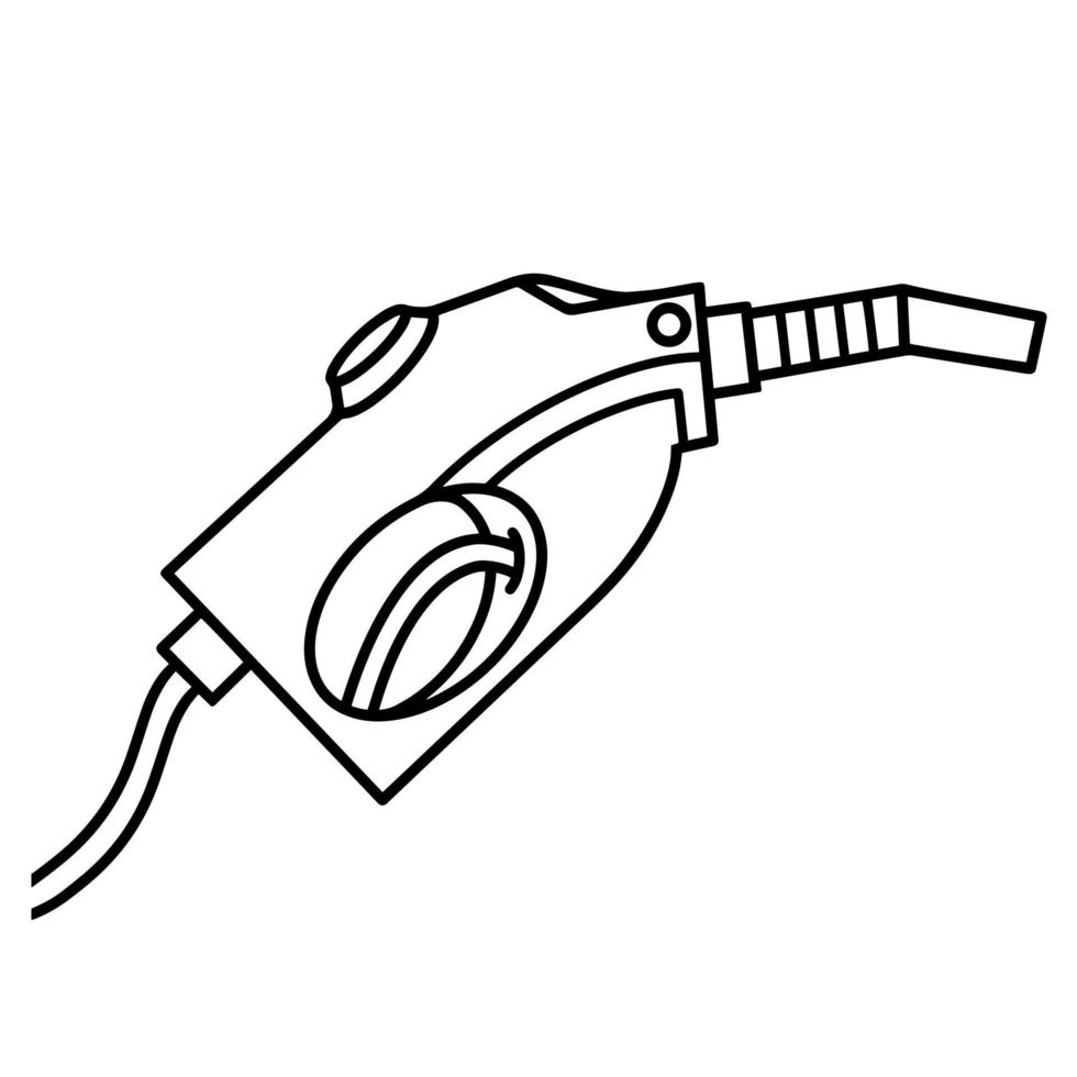 icône de pistolet de ravitaillement. griffonnage dessiné à la main. pompe à essence, panneau de station-service. contour d'une pompe à essence, croquis. illustration isolée sur fond blanc. vecteur