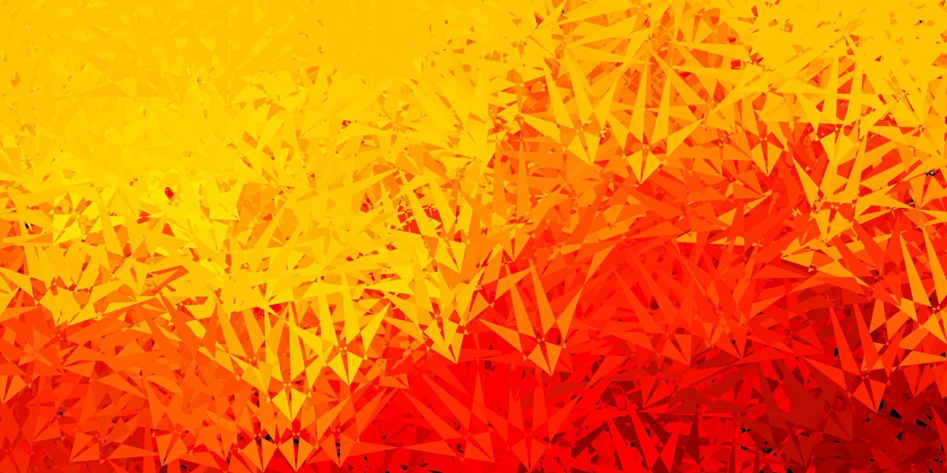 texture vectorielle rouge foncé et jaune avec des triangles aléatoires. vecteur