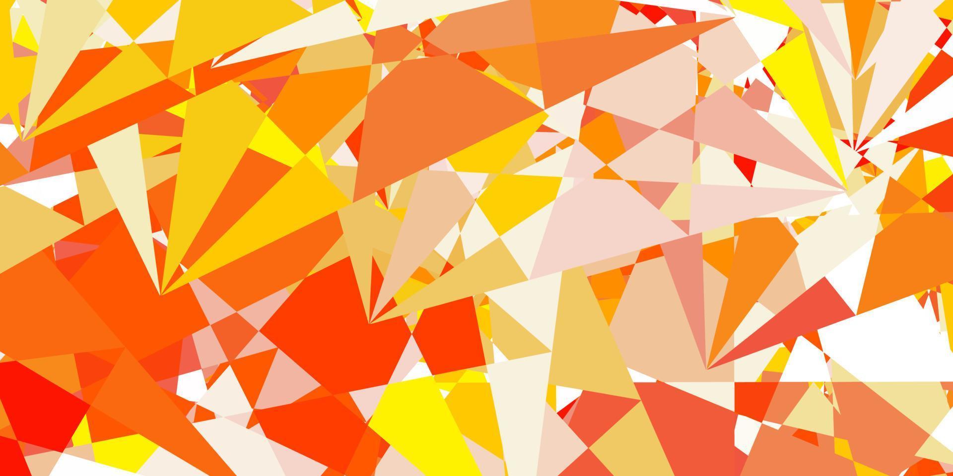 toile de fond de vecteur orange clair avec des triangles, des lignes.