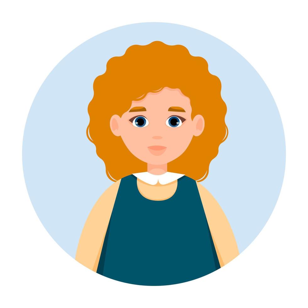 portrait de femme rousse. avatar de personne de sexe féminin. icône vectorielle d'adulte dans un style plat. vecteur