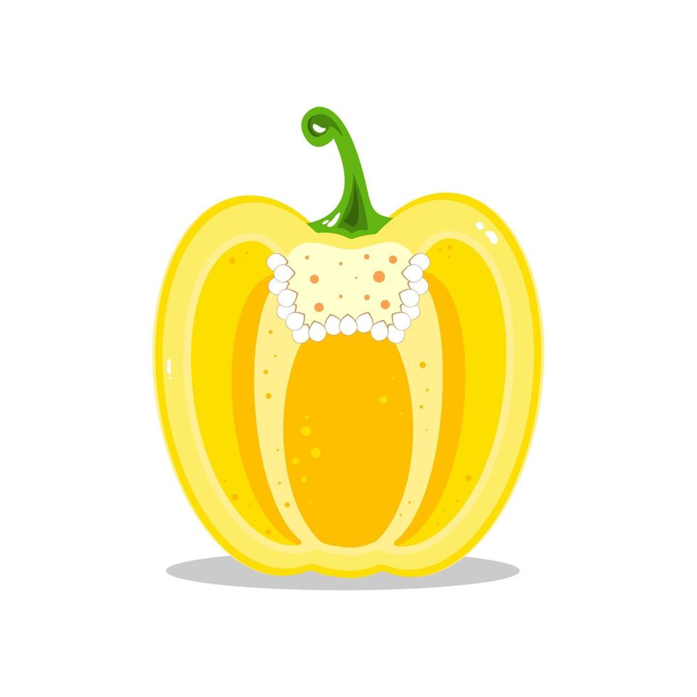 poivron jaune dans la coupe. demi-poivron. alimentation saine. illustration vectorielle de légumes. vecteur