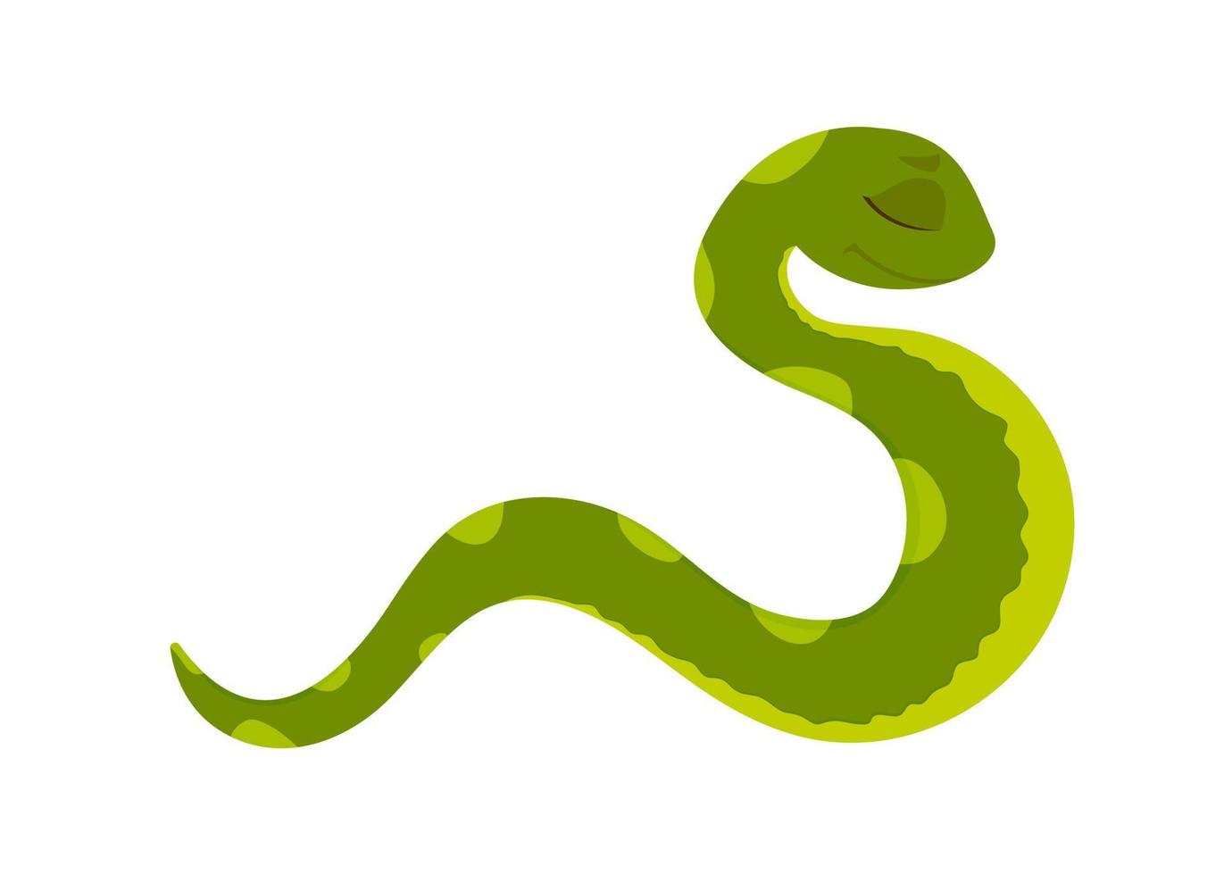 dessin animé mignon gentil serpent vert isolé sur fond blanc. illustration vectorielle. vecteur