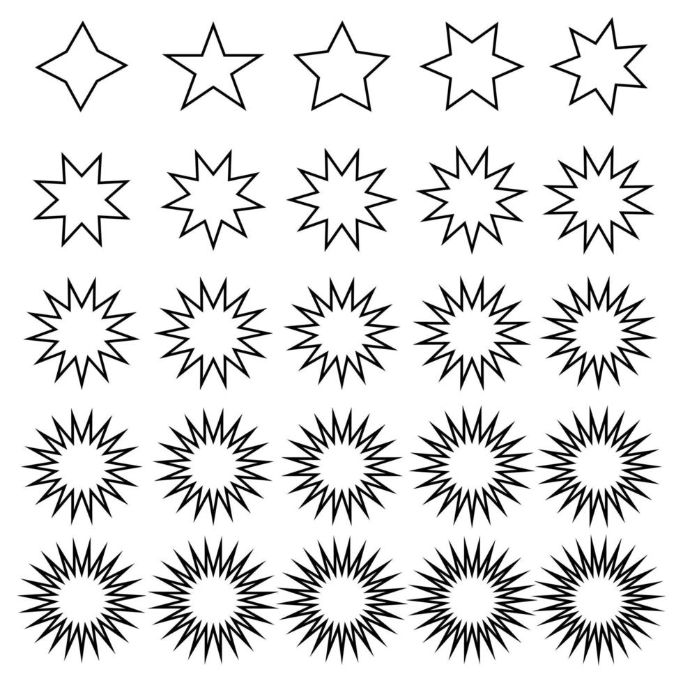 ensemble d'icônes de symboles d'étoiles isolés sur fond blanc. vecteur. vecteur
