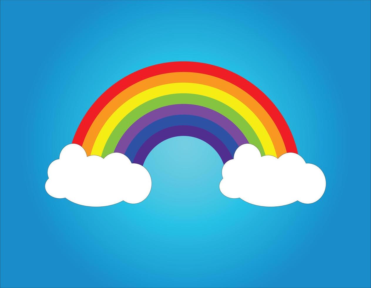 arc-en-ciel de dessin animé avec des nuages, illustration vectorielle. art de conception graphique coloré. vecteur