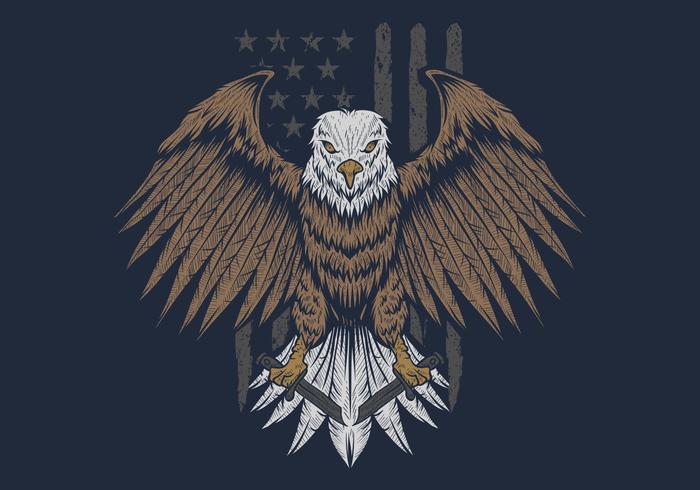 aigle devant l&#39;illustration vectorielle drapeau usa vecteur