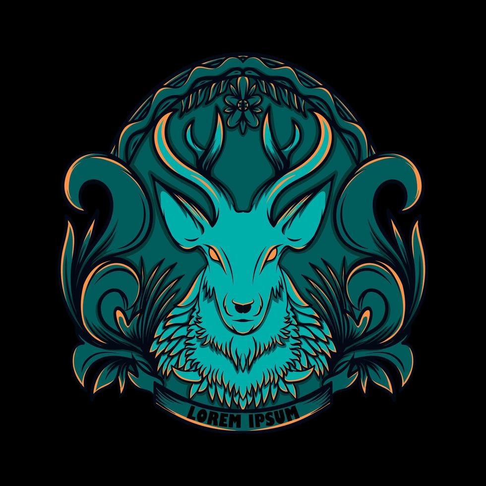 logo de cerf illustration avec style d'ornement vecteur