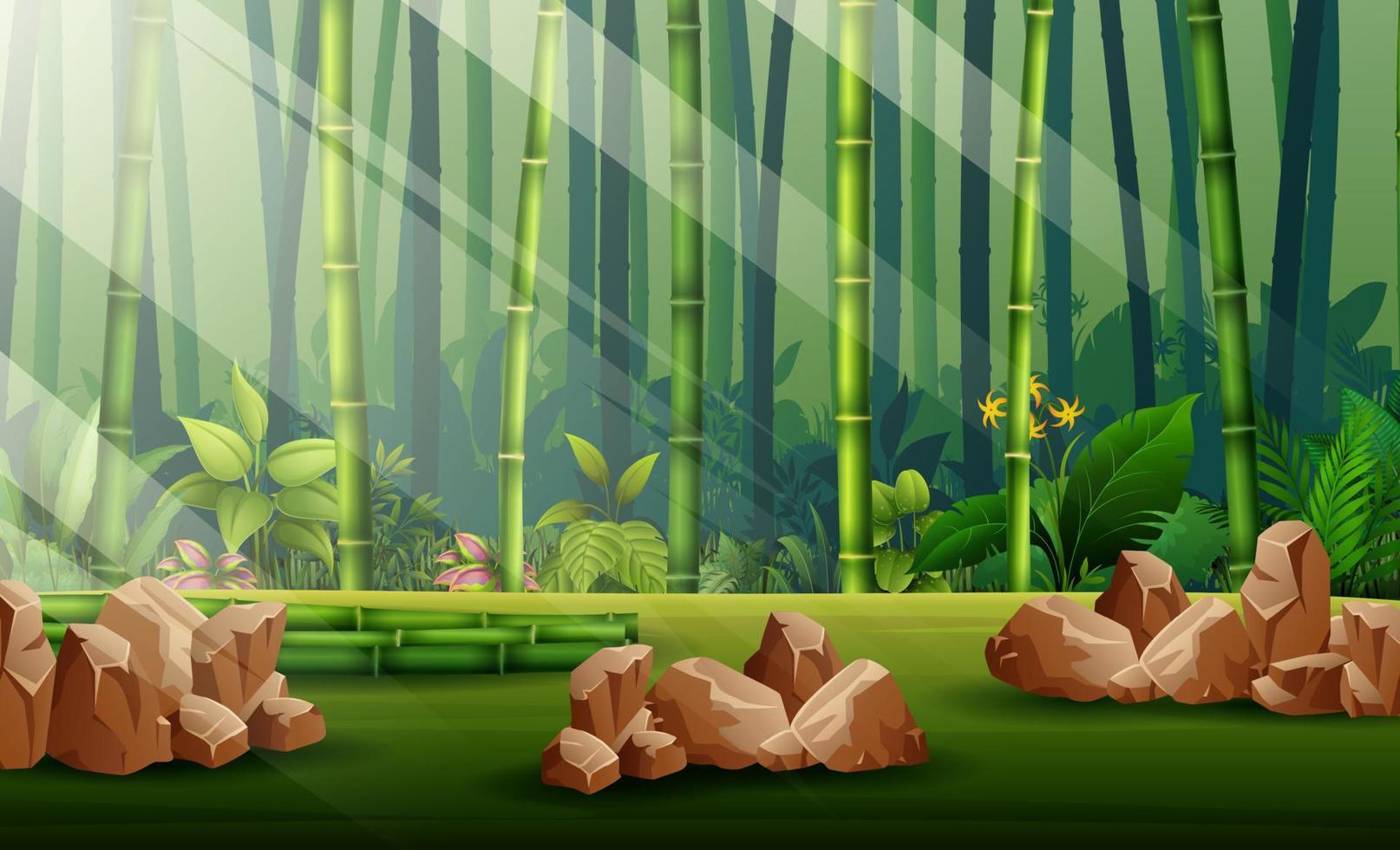 scène de fond avec illustration de la forêt de bambous vecteur