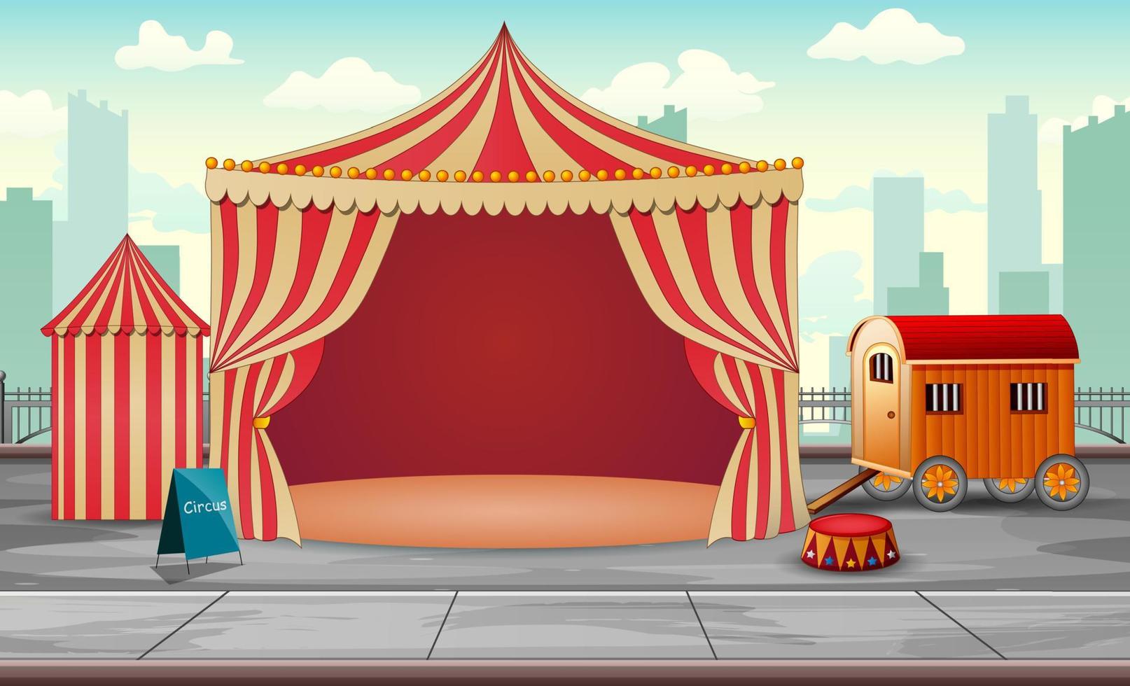 tente de cirque dans l'illustration du parc d'attractions vecteur