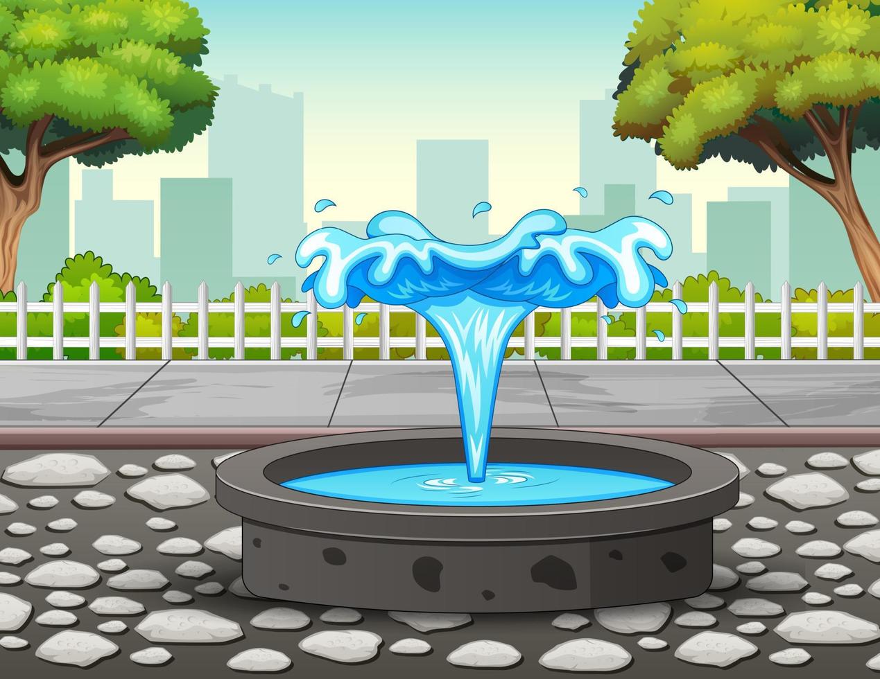 illustration de la fontaine sur le parc de la ville vecteur