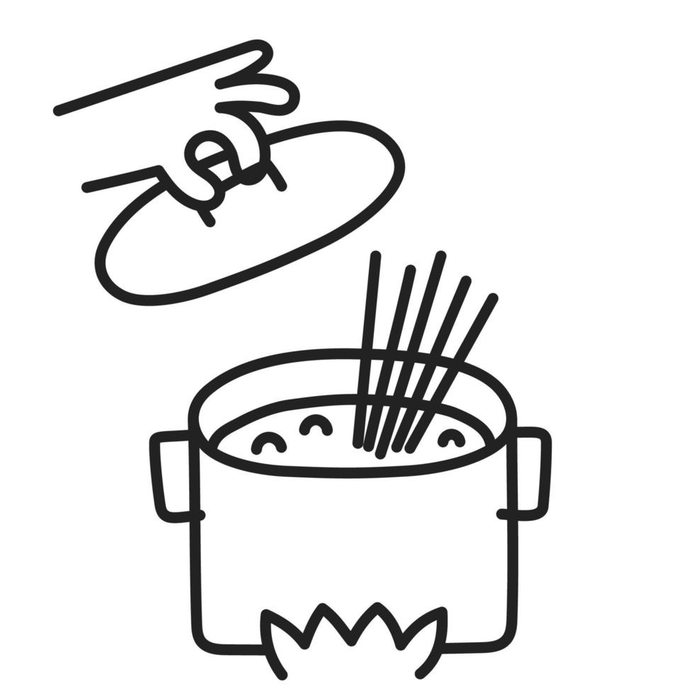 spaghetti. icône de cuisine doodle dessinés à la main. vecteur