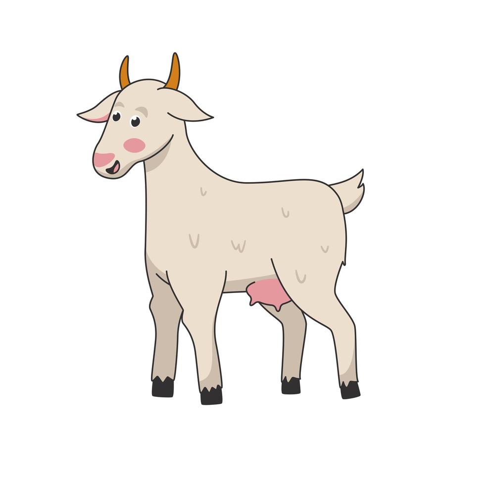 chèvre mâle sourire dessin animé mignon vecteur art