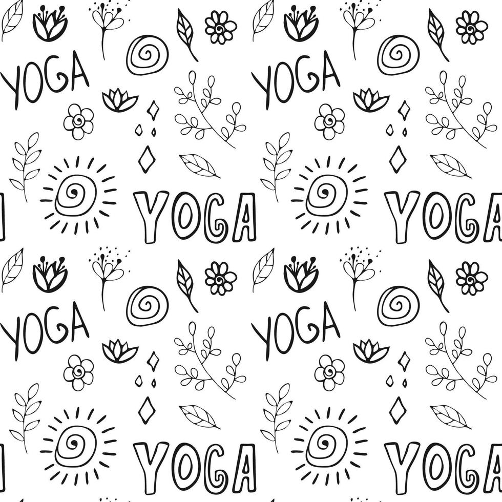 modèle sans couture graphique tendance dessiné à la main avec doodle. dessin au trait. éléments de yoga graphique conception vectorielle continue. vecteur