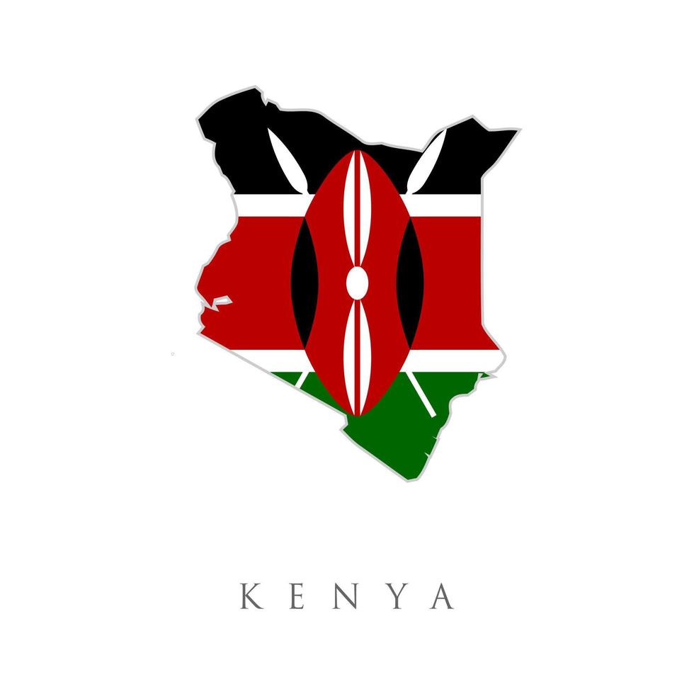 carte du drapeau du kenya. le drapeau du pays sous forme de frontières. illustration vectorielle stock isolée sur fond blanc. icône d'illustration simplifiée isolée vectorielle de la carte du kenya. drapeau national. vecteur