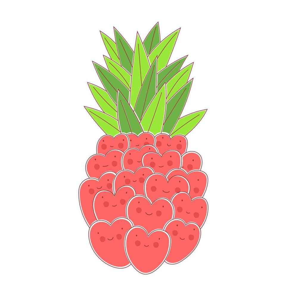 fruits d'ananas. icône plate de dessin animé d'illustration vectorielle isolée sur blanc. vecteur
