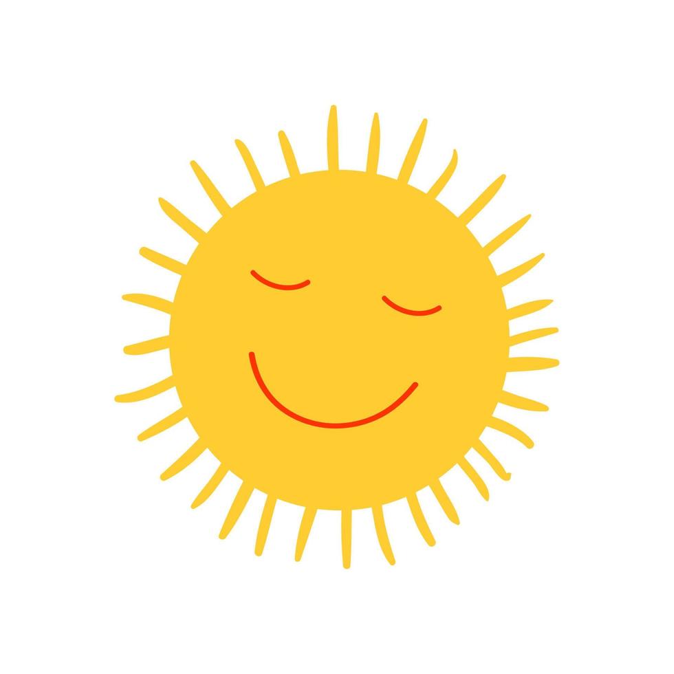 soleil souriant. soleil mignon avec le sourire. illustration vectorielle vecteur