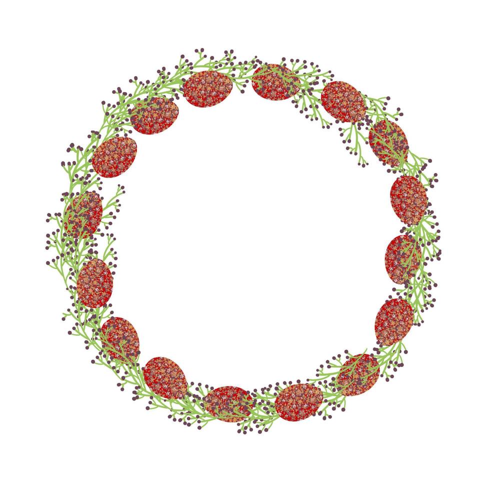 carte de voeux pour pâques avec couronne florale et lettrage dessiné à la main. illustration vectorielle. vecteur