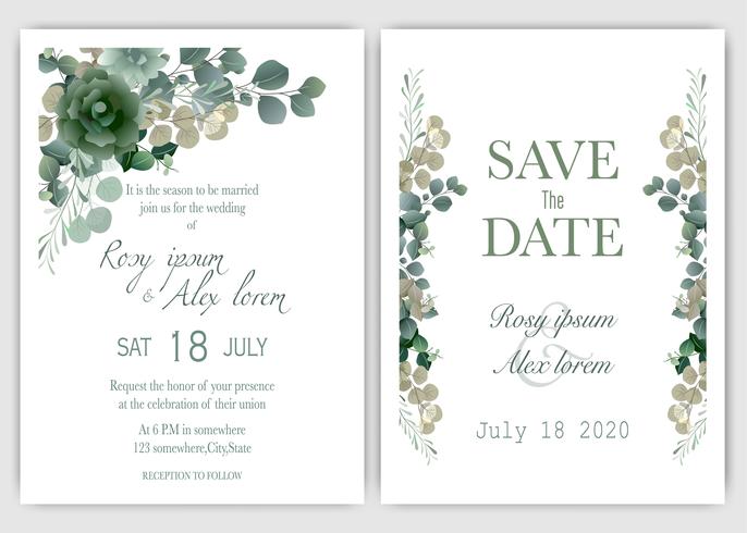 Invitation de mariage de verdure vecteur