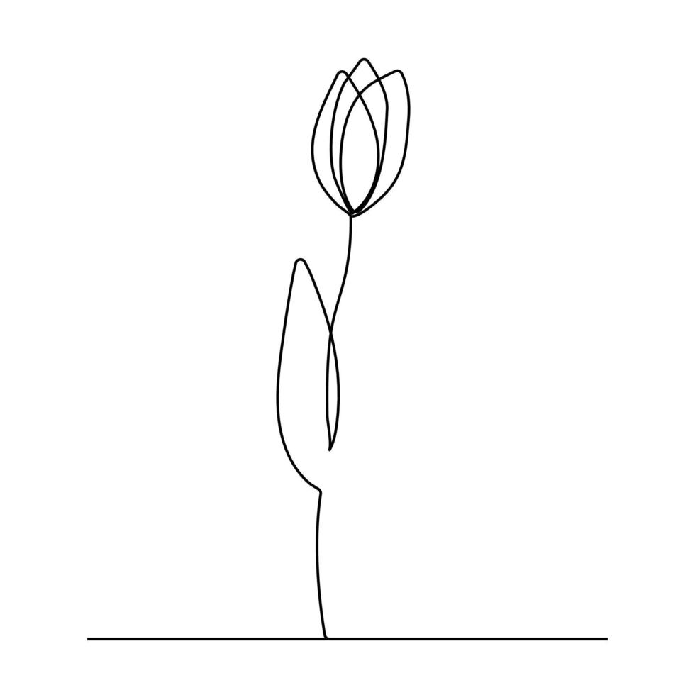 dessin au trait continu belles idées de conception de lignes de tulipes symbole de fleur stylisé vecteur