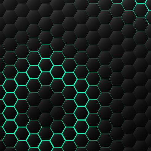 Motif de technologie hexagonale noir et vert vecteur