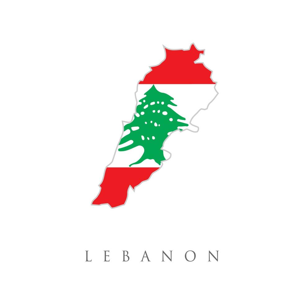 carte pays avec le drapeau du liban. vecteur carte-liban pays sur fond blanc. conception du drapeau libanais pour l'humanité, la paix, les dons, la charité et la lutte contre la guerre.