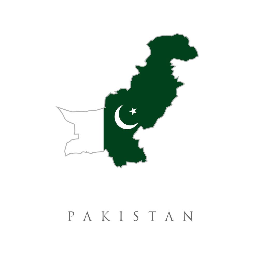 icône d'illustration simplifiée isolée de vecteur avec la silhouette de la carte du pakistan. drapeau national. fond blanc. carte du pakistan avec le drapeau pakistanais.