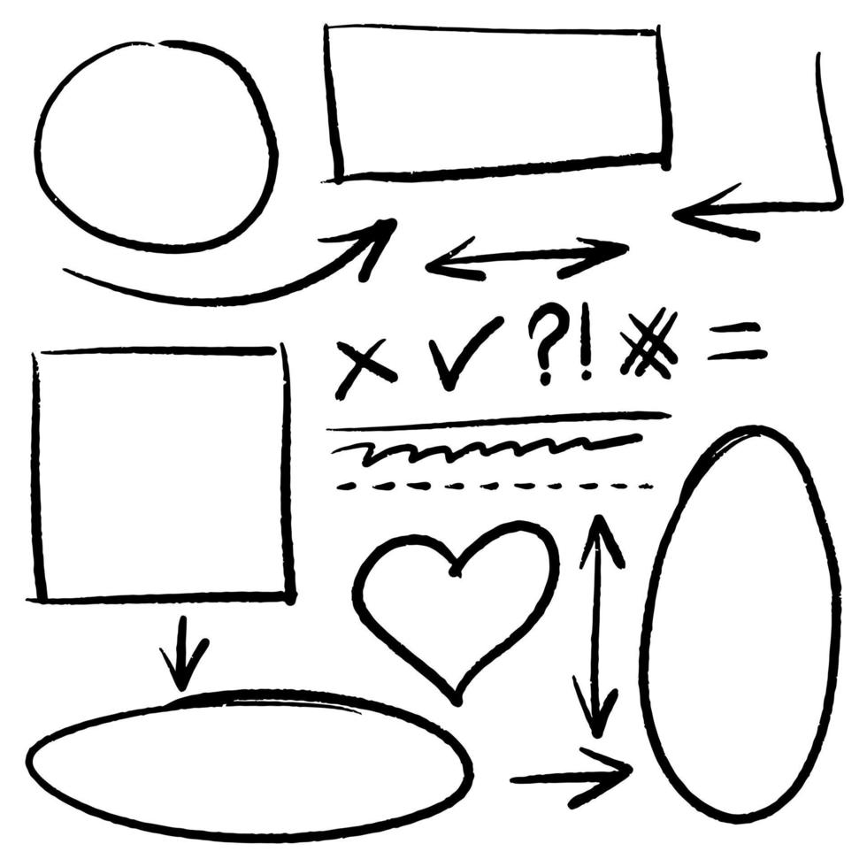 ensemble de flèches dessinées à la main sur fond blanc. pour les entreprises, l'infographie Web, la bannière et la conception de concepts. éléments de conception de doodle de vecteur. vecteur