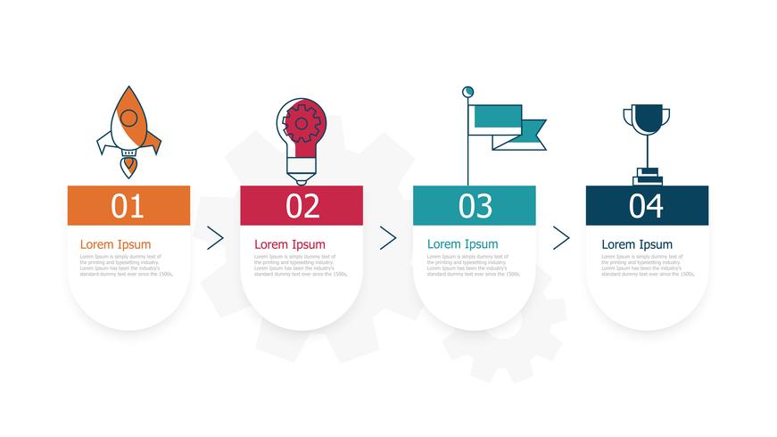 infographie de chronologie horizontale 4 étapes pour les entreprises vecteur