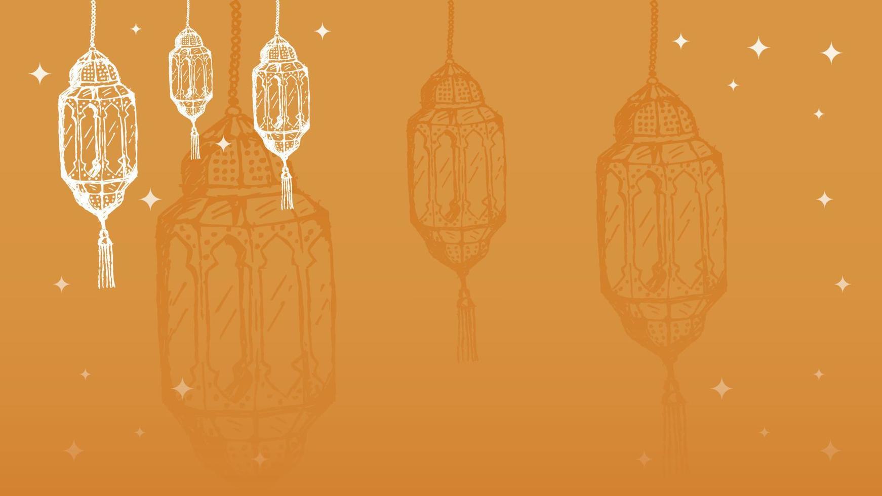 lanterne arabe dessinée à la main pour un événement islamique avec fond d'espace de copie vecteur
