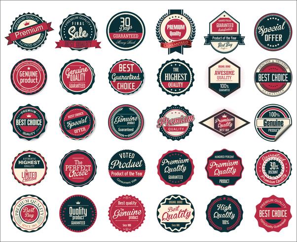 Collection de badges et étiquettes vintage rétro vecteur