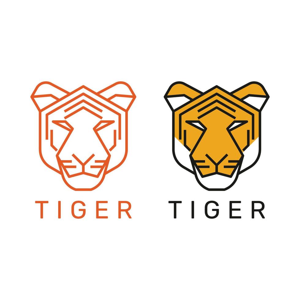 vecteur premium de logo de tigre monoline minimaliste simple