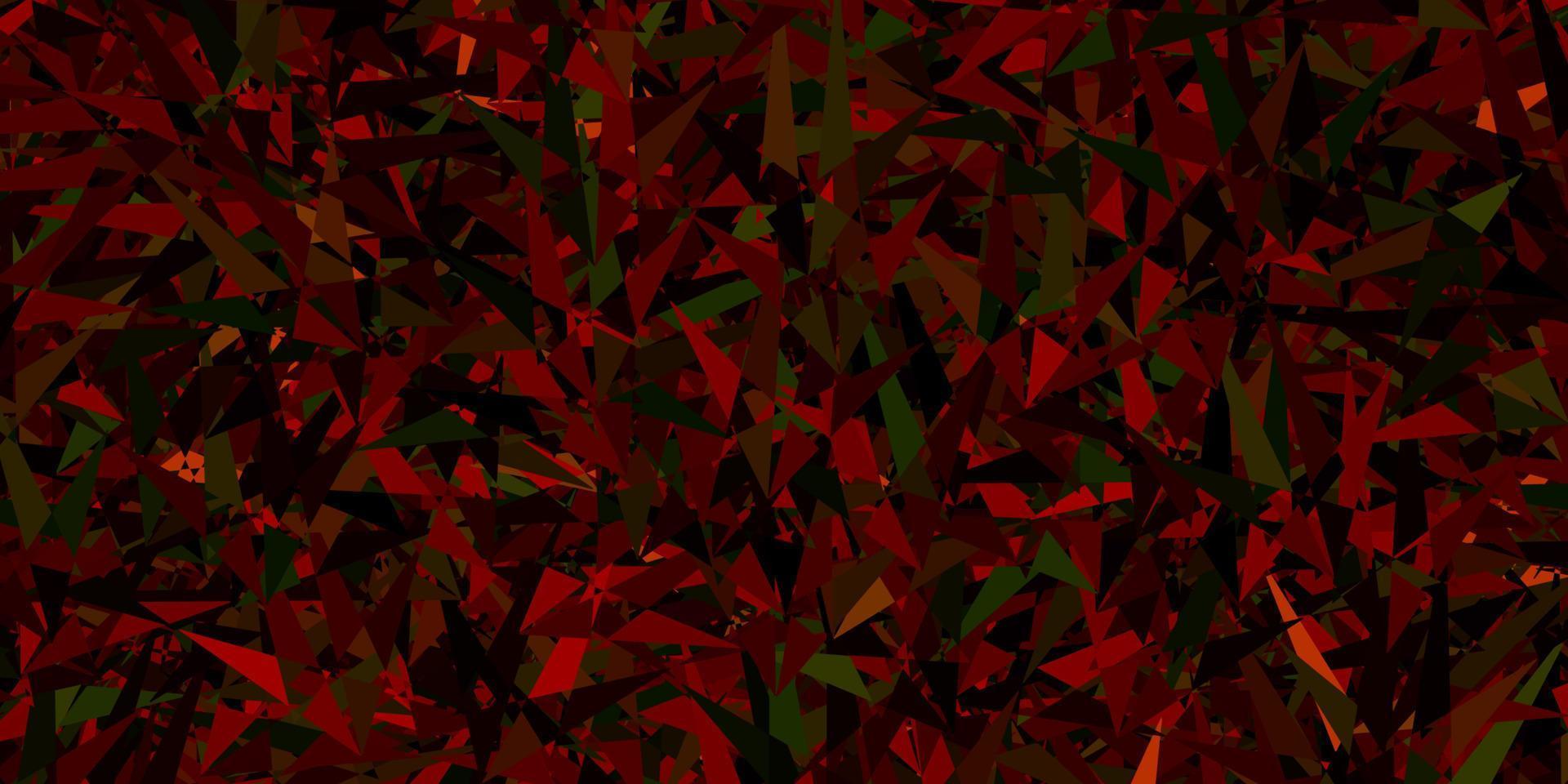 texture de vecteur vert foncé, rouge avec un style triangulaire.