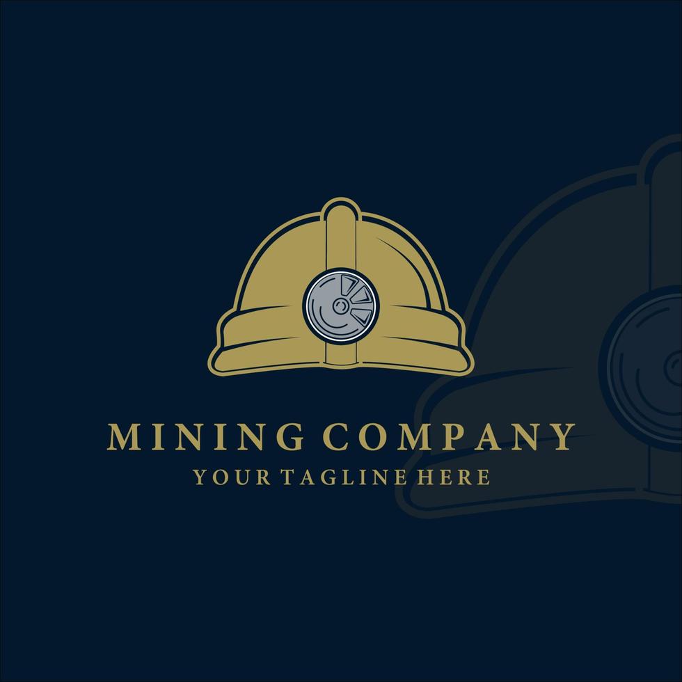 conception d'illustration vintage de vecteur de logo de casque d'exploitation minière. équipement minier pour mineur professionnel. vecteur de modèle de logo minier pour entreprise