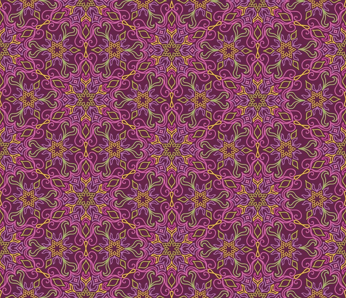 motif fractal abstrait sans soudure. ornement de ligne arabe avec des formes de mandala floral étoile. vecteur