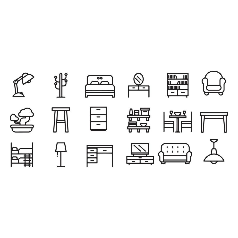 conception de vecteur d'icônes de meubles de maison