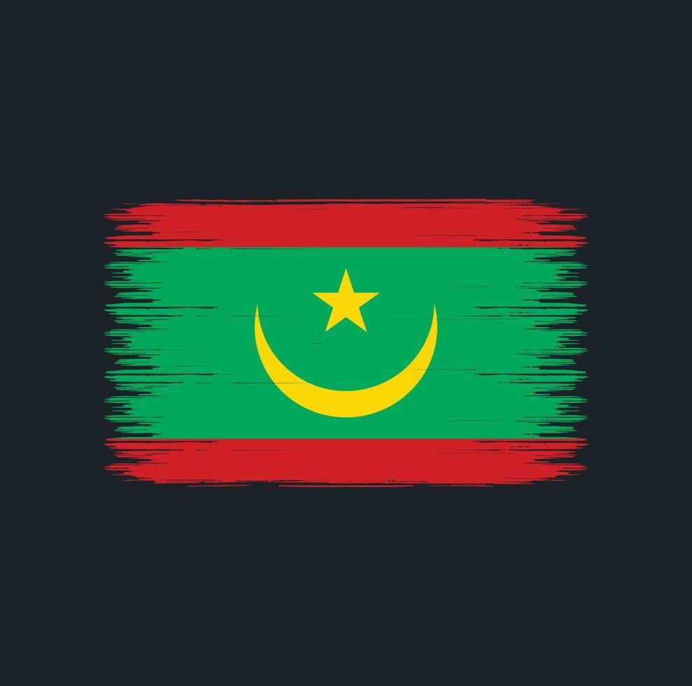 coups de pinceau du drapeau de la mauritanie. drapeau national vecteur